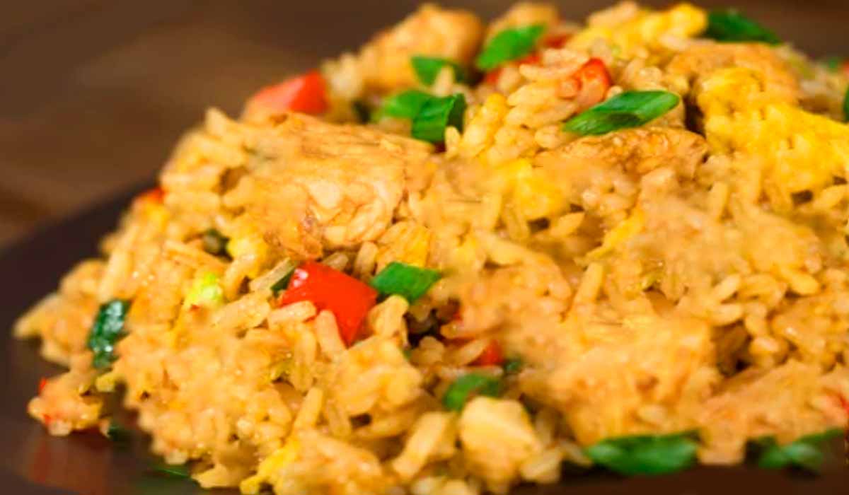 Receita de arroz de frango para dietas.