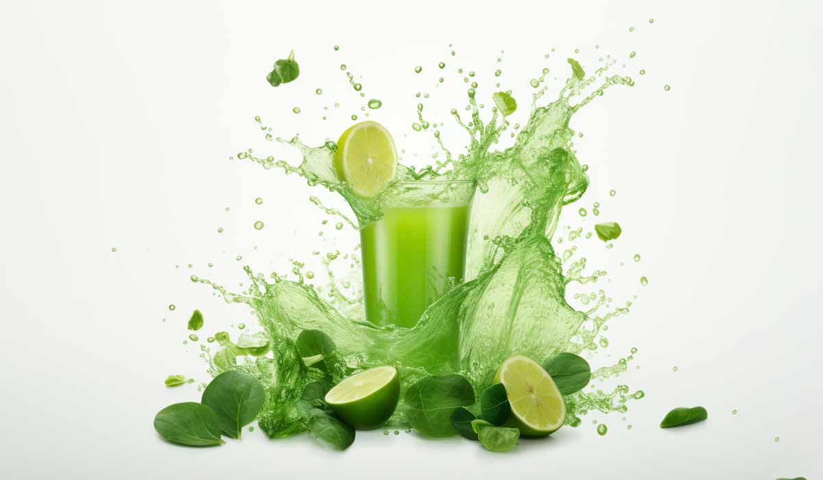 Receita de suco sem glúten. Suco detox verde para dietas.