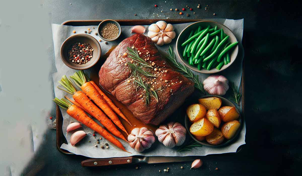 Alcatra ao forno com legumes. O sabor para o seu Almoço Fitness