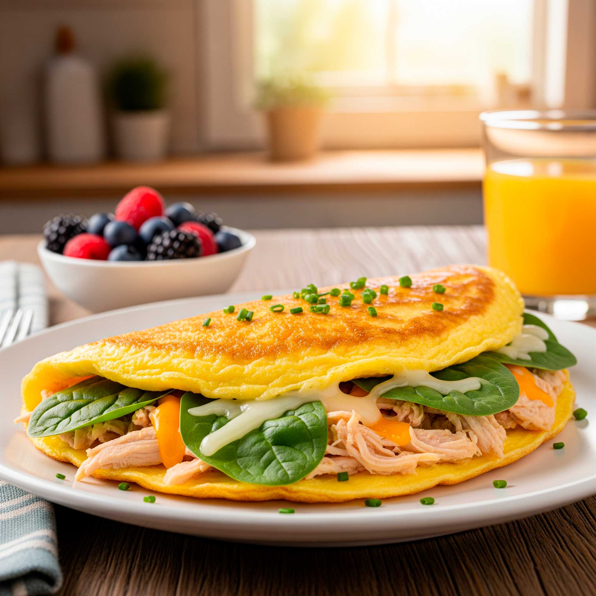 Omelete salgada com Whey Protein. Receitas proteicas de omelete com Whey.