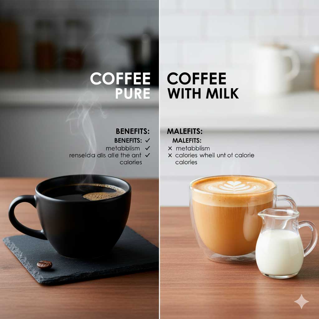 O que é melhor para dietas, café puro ou café com leite?