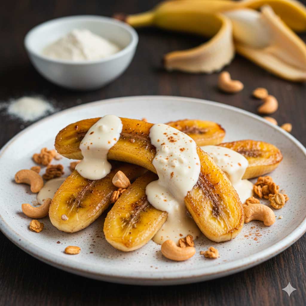Receita de banana caramelizada proteica.