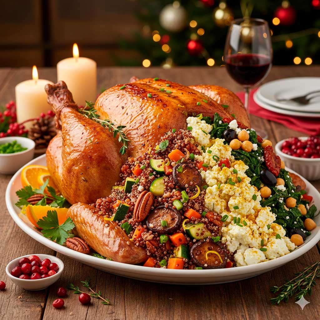 5 ideias de recheios fitness para o peru de Natal.