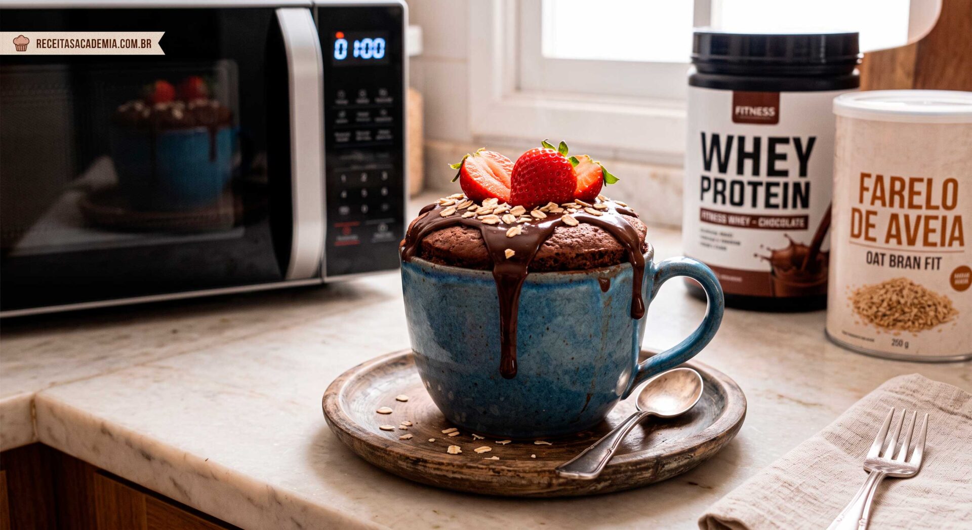 Bolo de Caneca Fit e Proteico: Pronto em 1 Minuto no Micro-ondas.