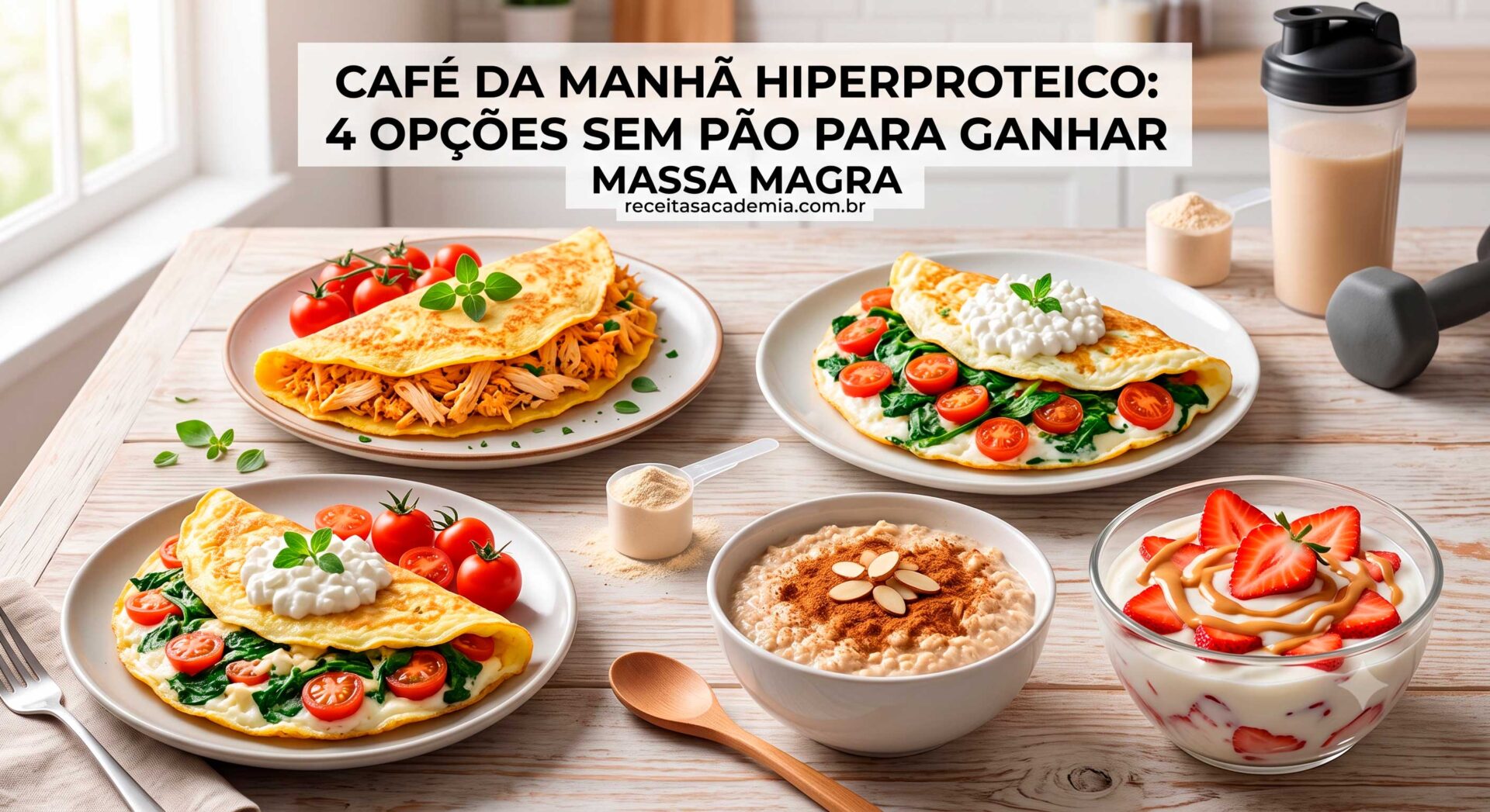 Café da Manhã Hiperproteico: 4 Opções Sem Pão para Massa Magra.